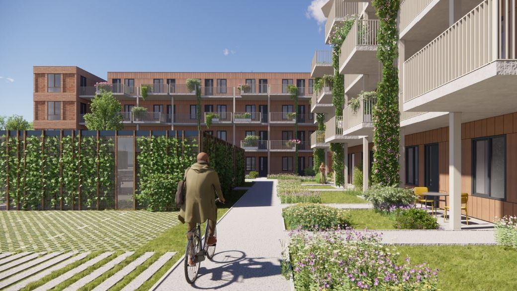 Impressie Fase 4 Westgevel Met Fietsenstalling